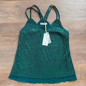 GRACE KARIN Women's Med Sequin Tank Top Sparkle V-Neck Cami Shimmer Party Blouse